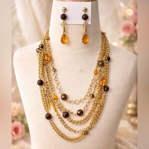 Vintage Scaasi Layered Necklace & Earring Set
